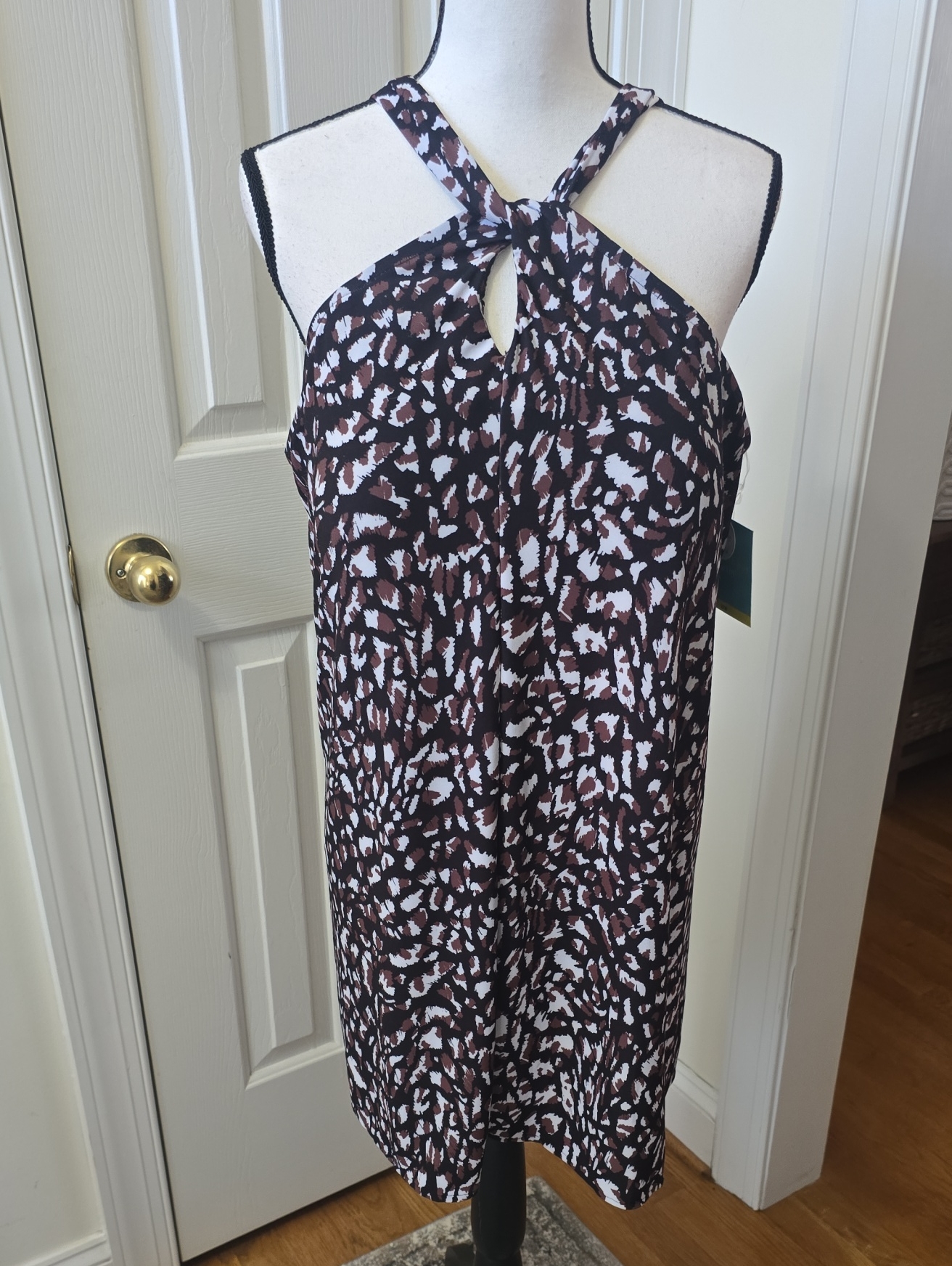 Bal Harbour Brand Womens Plus Brown  White Halter Neck Swim Suit Dress Size 22w